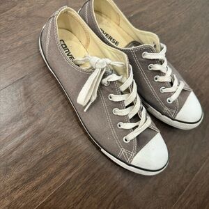 Converse Taupe Canvas Sneakers with White Accents